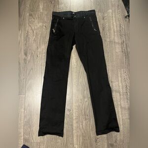 D&G Men's Black Straight Jeans with Zip Pockets